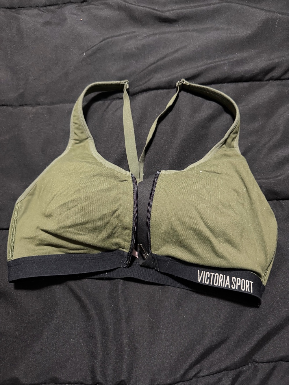 Victoria's Secret Olive Green Front-Zip Sports Bra